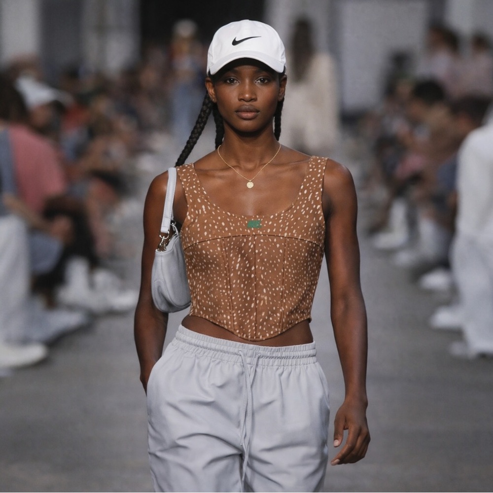 NWT ME Melody Ehsani Corset Top Brown Speckled Boned Crop Tank Size S